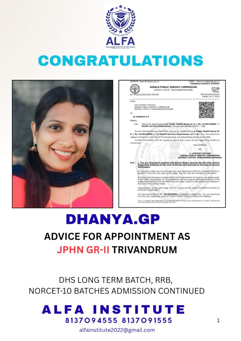 OUR PROUD STUDENT TO KERALA GOVT SERVICES